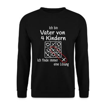 Papa von 4 Kindern Geschenk zum vierten Kind - Unisex Pullover - Schwarz - Vorne - Alina (178cm) & Michal (187cm)