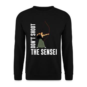 Schieß nicht auf den Sensei - Lustige Japan-Bogens - Unisex Pullover - Schwarz - Vorne - Alina (178cm) & Michal (187cm)
