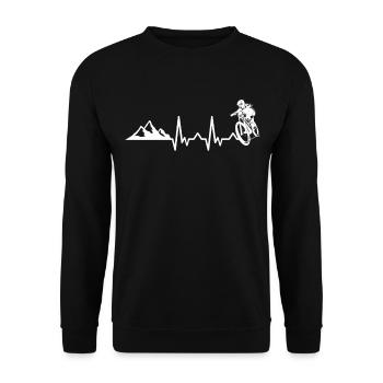 cadeau de descente de vélo de montagne de battement de coeur - Sweat-shirt Unisexe - noir - Devant - Alina (178cm) & Michal (187cm)