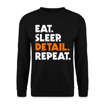 Eat Sleep Detail Répéter Detailer Detailing - Sweat-shirt Unisexe - noir - Devant - Alina (178cm) & Michal (187cm)