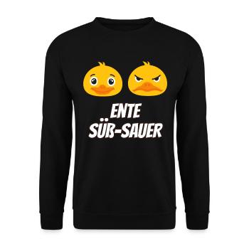 Ente Süß-Sauer Enten Geschenk - Unisex Pullover - Schwarz - Vorne - Alina (178cm) & Michal (187cm)