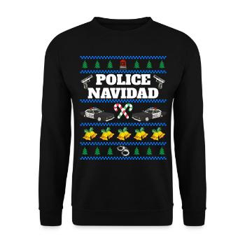 Police Navidad Ugly Christmas Sweater - Unisex Pullover - Schwarz - Vorne - Alina (178cm) & Michal (187cm)
