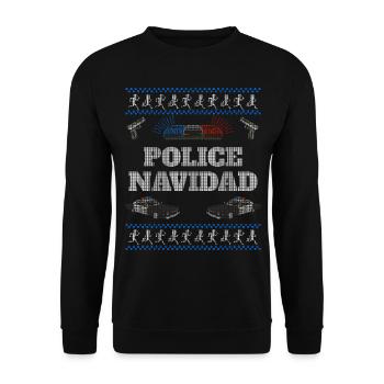 Police Navidad Ugly Christmas Sweater - Unisex Sweatshirt - black - Front - Alina (178cm) & Michal (187cm)