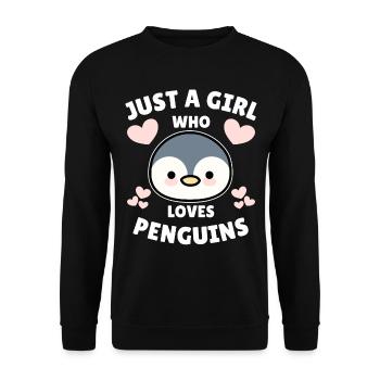 Just a Girl who loves Penguins Penguin Gift - Unisex Sweatshirt - black - Front - Alina (178cm) & Michal (187cm)