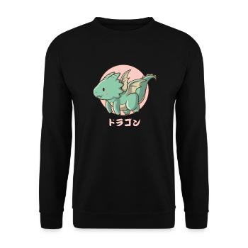Flying Harajuku Dragon - Unisex Sweatshirt - black - Front - Alina (178cm) & Michal (187cm)