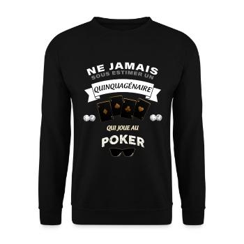 Joueur de poker t-shirt cadeau homme - Sweat-shirt Unisexe - noir - Devant - Alina (178cm) & Michal (187cm)