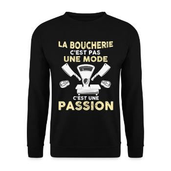 Boucherie passion cadeau boucher - Sweat-shirt Unisexe - noir - Devant - Alina (178cm) & Michal (187cm)