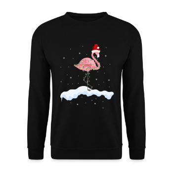 Christmas flamingo - Unisex Sweatshirt - black - Front - Alina (178cm) & Michal (187cm)