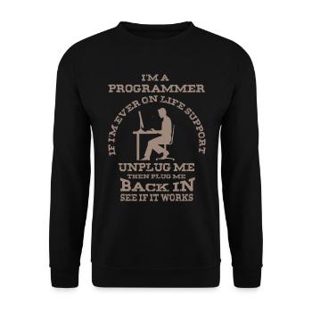 Ich bin ein Programmierer - Lustiges Computerprogr - Unisex Pullover - Schwarz - Vorne - Alina (178cm) & Michal (187cm)