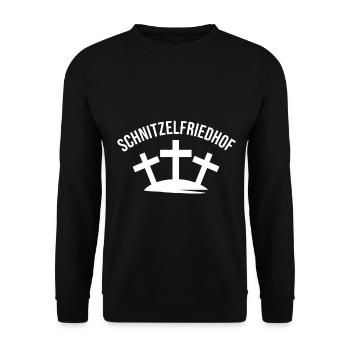 Bauch Schnitzelfriedhof Feinkost Feinkostgewölbe - Unisex Pullover - Schwarz - Vorne - Alina (178cm) & Michal (187cm)