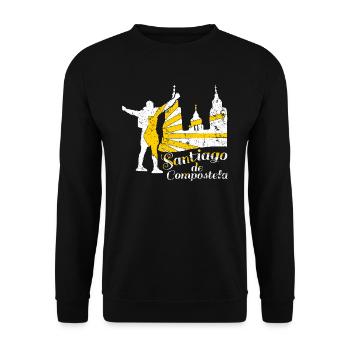 Santiago de Compostela Jakobsweg Pilger Camino - Unisex Pullover - Schwarz - Vorne - Alina (178cm) & Michal (187cm)