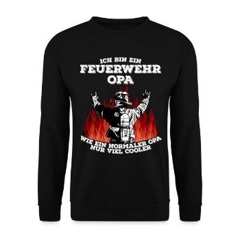 Feuerwehr Opa - Cooler Opa Feuerwehrmann - Unisex Pullover - Schwarz - Vorne - Alina (178cm) & Michal (187cm)