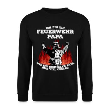 Feuerwehr Papa - Cooler Vater Feuerwehrmann - Unisex Pullover - Schwarz - Vorne - Alina (178cm) & Michal (187cm)