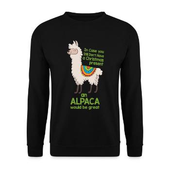 Weihnachts-Alpaka - Lustige Lama-Weihnachtsglocken - Unisex Pullover - Schwarz - Vorne - Alina (178cm) & Michal (187cm)