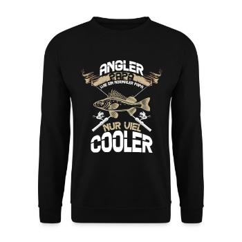 Angler wie ein normaler Papa nur cooler - Unisex Pullover - Schwarz - Vorne - Alina (178cm) & Michal (187cm)