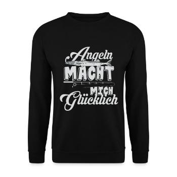 Angeln macht mich glücklich Anglershirt - Unisex Pullover - Schwarz - Vorne - Alina (178cm) & Michal (187cm)