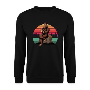 Bigfoot drinking coffee - Unisex Sweatshirt - black - Front - Alina (178cm) & Michal (187cm)