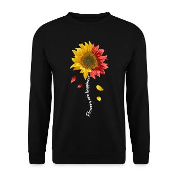 Flowers are Happiness Sonnenblumen Floristin - Unisex Pullover - Schwarz - Vorne - Alina (178cm) & Michal (187cm)