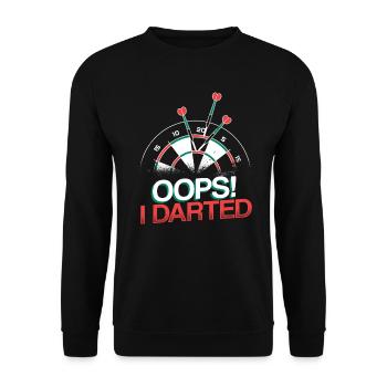Oops I Darted Funny Dart Player - Unisex Sweatshirt - black - Front - Alina (178cm) & Michal (187cm)