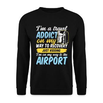 Travel Addict Airport Travel 2021 World Tour - Unisex Sweatshirt - black - Front - Alina (178cm) & Michal (187cm)