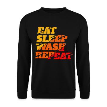 eat sleep wash repeat auto detailer detailing - Unisex Pullover - Schwarz - Vorne - Alina (178cm) & Michal (187cm)