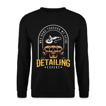 Car Detailing Expert Wax Runs Through my Veins - Unisex Pullover - Schwarz - Vorne - Alina (178cm) & Michal (187cm)