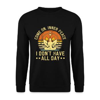 Come on, Inner Peace Spirituelles Yoga Meditation - Unisex Pullover - Schwarz - Vorne - Alina (178cm) & Michal (187cm)