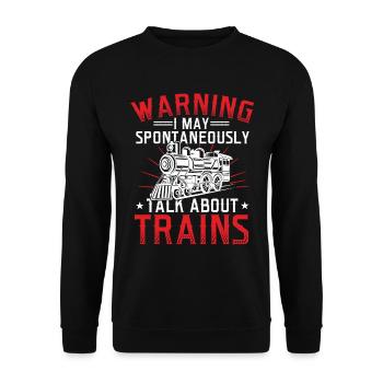 Warning May Spontanéeously Talk About Trains - Sweat-shirt Unisexe - noir - Devant - Alina (178cm) & Michal (187cm)