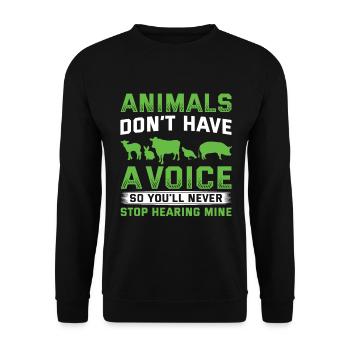 Animaux ont no Voice animaux Vegan Protecteurs des animaux - Sweat-shirt Unisexe - noir - Devant - Alina (178cm) & Michal (187cm)
