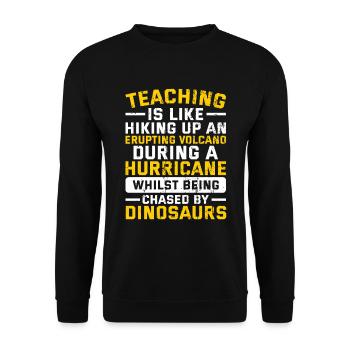 Teaching is Like Hiking Up an Volcano Teacherlife - Unisex Pullover - Schwarz - Vorne - Alina (178cm) & Michal (187cm)