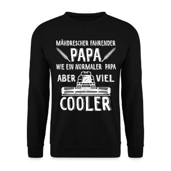 Mähdrescher fahrender Papa Landwirt Geschenk - Unisex Pullover - Schwarz - Vorne - Alina (178cm) & Michal (187cm)