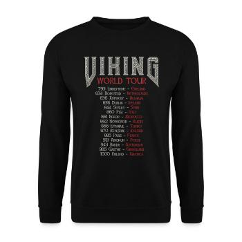 Viking World Tour Wikinger Turnee - Unisex Sweatshirt - black - Front - Alina (178cm) & Michal (187cm)