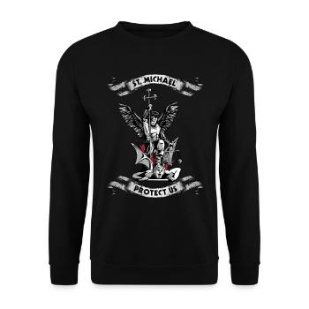 Archangel Saint Michael Protect Us Defend Us - Unisex Sweatshirt - black - Front - Alina (178cm) & Michal (187cm)