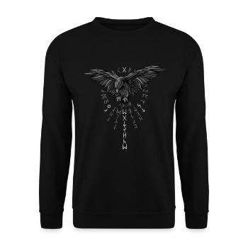Rabenbrüder Futhark Hugin Munin Odin - Unisex Pullover - Schwarz - Vorne - Alina (178cm) & Michal (187cm)