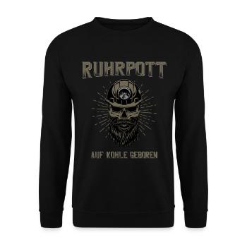 Ruhrpott Auf Kohle geboren Kumpel Skull - Unisex Pullover - Schwarz - Vorne - Alina (178cm) & Michal (187cm)