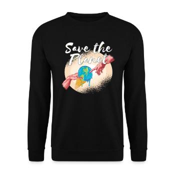 Rette den Planeten Earth Day Umwelt Erde schmilzt - Unisex Pullover - Schwarz - Vorne - Alina (178cm) & Michal (187cm)