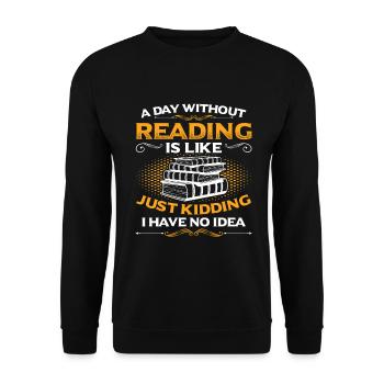 A Day Without Reading - Rat de lecture & Ver de bibliothèque - Sweat-shirt Unisexe - noir - Devant - Alina (178cm) & Michal (187cm)