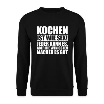 Kochen Koch Lustiger Spruch Geschenkidee - Unisex Pullover - Schwarz - Vorne - Alina (178cm) & Michal (187cm)