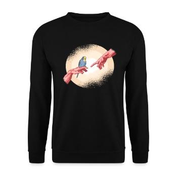 Blauer Wellensittich - Unisex Pullover - Schwarz - Vorne - Alina (178cm) & Michal (187cm)