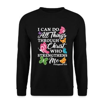 Do All Things Through Christ Religion Biblevers - Sweat-shirt Unisexe - noir - Devant - Alina (178cm) & Michal (187cm)