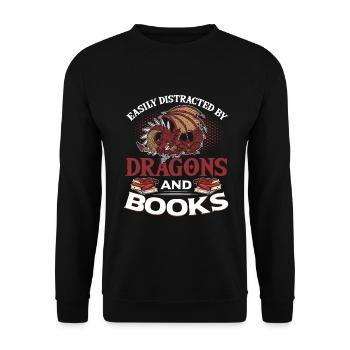 Dragons And Books Fantasy Amoureux du livre - Sweat-shirt Unisexe - noir - Devant - Alina (178cm) & Michal (187cm)