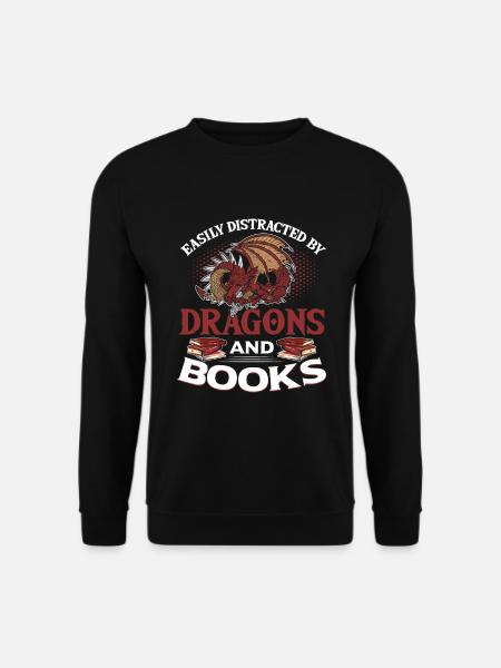 Dragons And Books Fantasy Buchliebhaber - Unisex Pullover - Schwarz