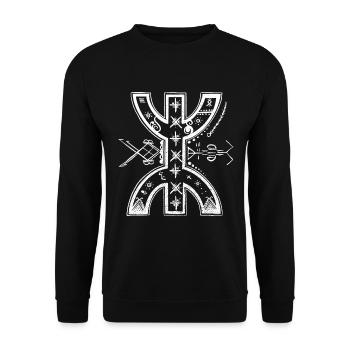 Amazigh Berber Symbol - Unisex Pullover - Schwarz - Vorne - Alina (178cm) & Michal (187cm)