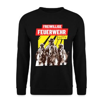 Freiwillige Feuerwehr Helden Feuerwehrmann - Unisex Pullover - Schwarz - Vorne - Alina (178cm) & Michal (187cm)