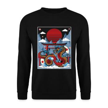 Dragon japonais Temple du pouvoir - Sweat-shirt Unisexe - noir - Devant - Alina (178cm) & Michal (187cm)