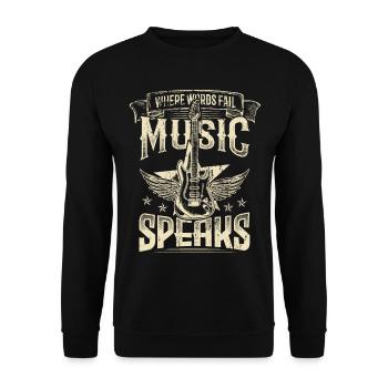 Music Speaks Hard Rock Music Rocker Band Guitare - Sweat-shirt Unisexe - noir - Devant - Alina (178cm) & Michal (187cm)