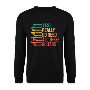 Gitarren Papa Gitarrist - Unisex Pullover - Schwarz - Vorne - Alina (178cm) & Michal (187cm)