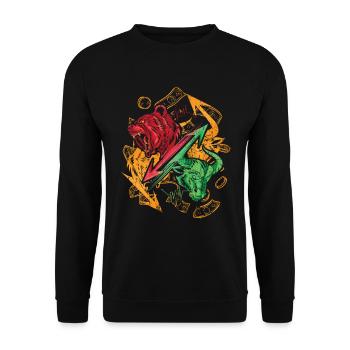 Shareholder Stock Market Bull and Bear Stock Exchange Shares - Unisex Sweatshirt - black - Front - Alina (178cm) & Michal (187cm)