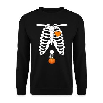 Skeleton Baby Pregnant Xray Rib Cage - Unisex Sweatshirt - black - Front - Alina (178cm) & Michal (187cm)