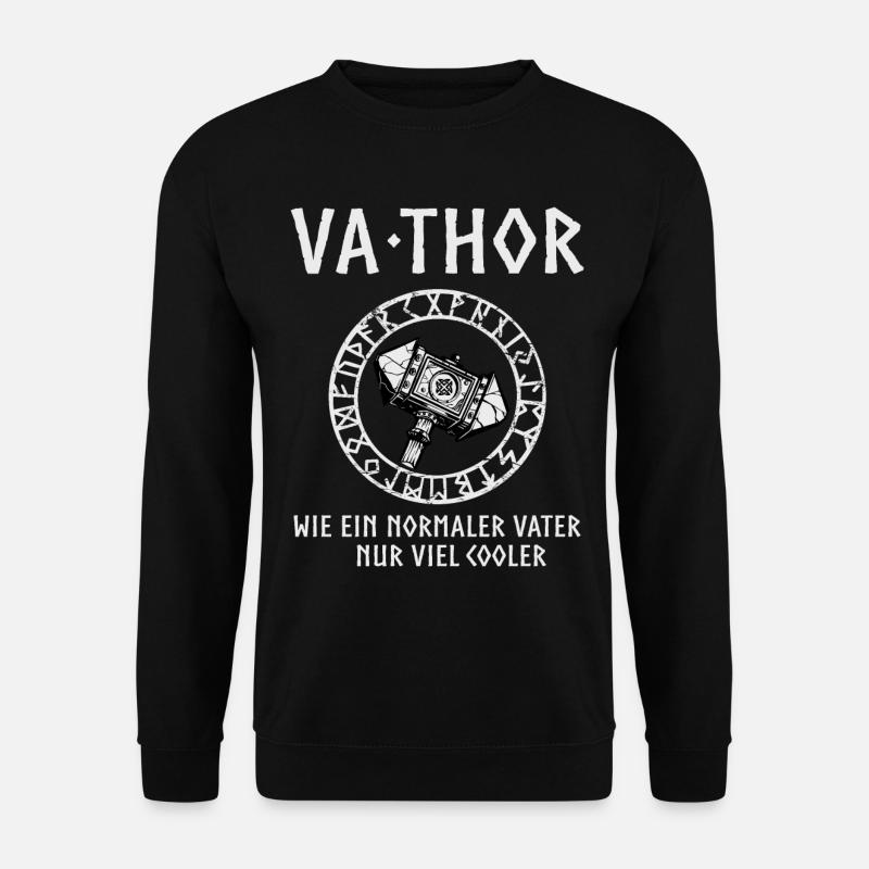 Vathor Va-Thor Vater Thor Hammer Viking Dad Papa - Unisex Pullover - Schwarz